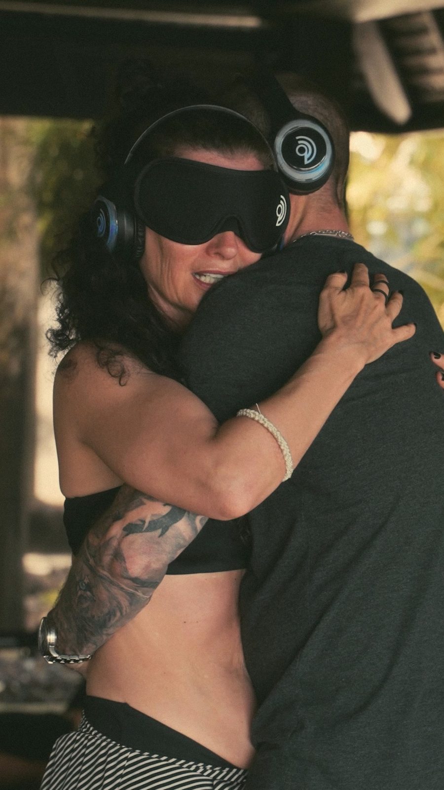 Two people sharing an embrace
